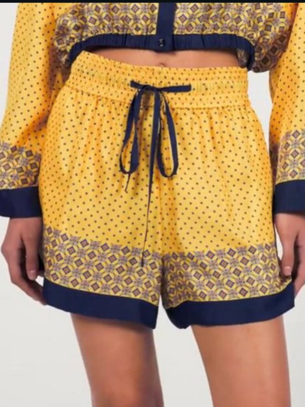 Sandro Yellow and Navy Printed Lounge Shorts